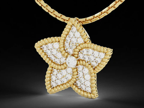 Star Flower Diamond Pendant 3D Print Model