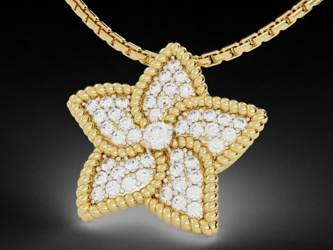 Star Flower Diamond Pendant 3Dプリントモデル