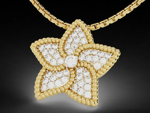 Star Flower Diamond Pendant 3D Print Model