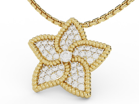 Star Flower Diamond Pendant 3Dプリントモデル