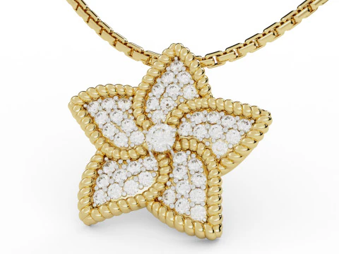 Star Flower Diamond Pendant 3D Print Model