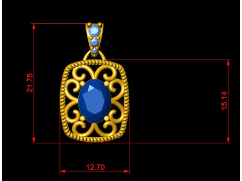 Filigree Diamond Pendant 3D Print Model