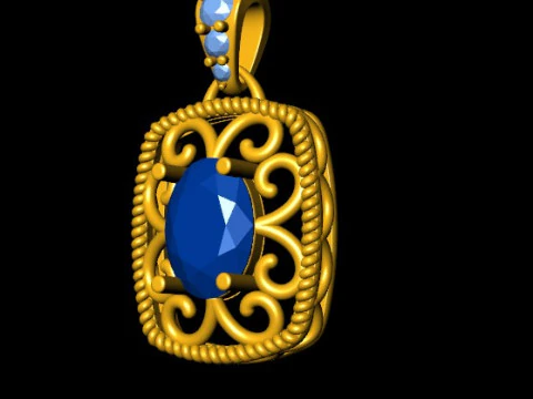 Filigree Diamond Pendant 3D Print Model