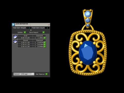 Filigree Diamond Pendant Modelo de Impressão 3D