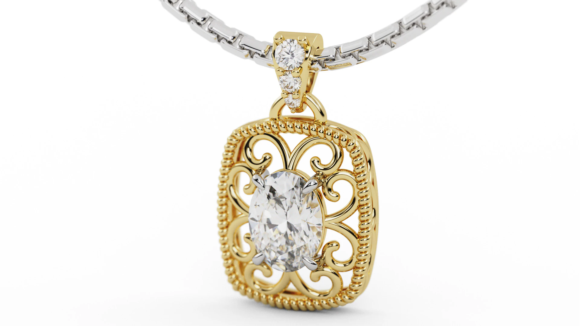 Filigree Diamond Pendant 3D Print Model .c4d .max .obj .3ds .fbx .stl .blend