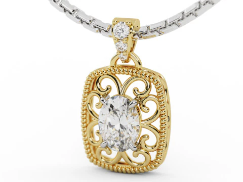 Pingente de diamante de filigrana Modelo de Impressão 3D