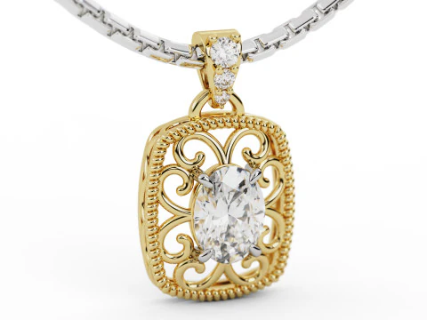 Filigree Diamond Pendant 3D Print Model