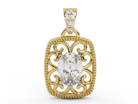 Filigree Diamond Pendant 3D Print Model