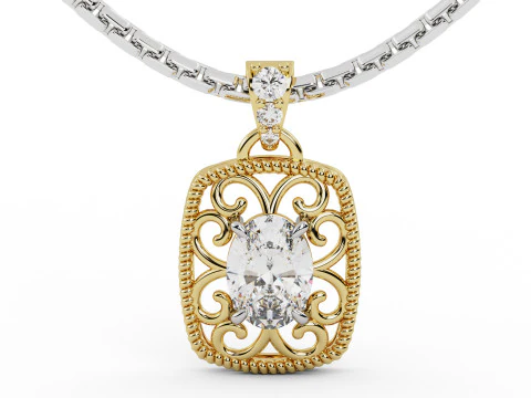 Filigree Diamond Pendant 3D Print Model