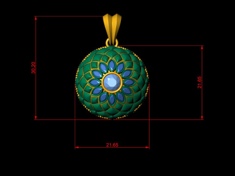 Dome Flower Diamond Mesh Pendant 3D Print Model