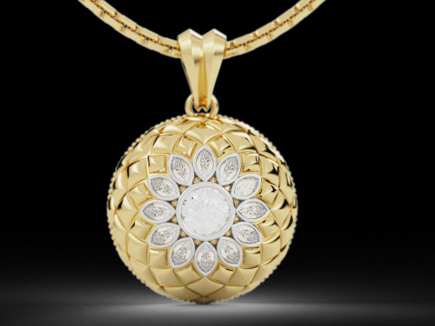 Dome Flower Diamond Mesh Pendant 3D Print Model