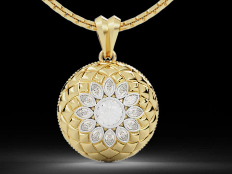 Pingente de malha de diamante de flor de c&uacute;pula Modelo de Impressão 3D