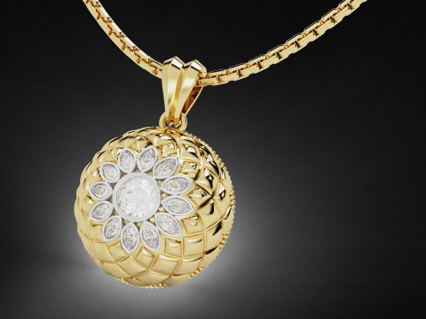 Dome Flower Diamond Mesh Pendant 3D Print Model