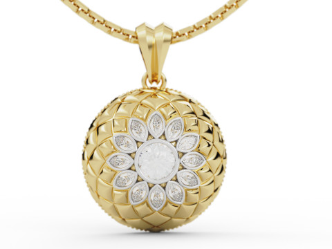 Dome Flower Diamond Mesh Pendant 3D Print Model
