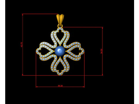 Flower Diamond Cross Pendant 3D Print Model