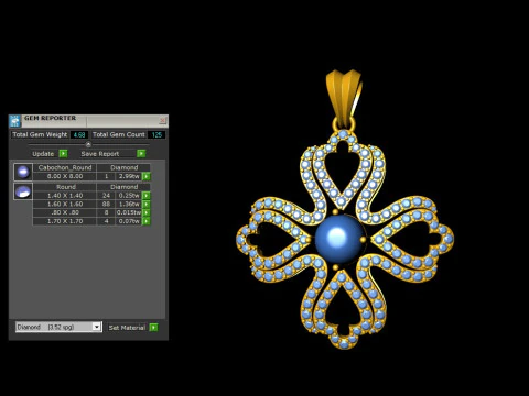 Flower Diamond Cross Pendant 3D Print Model