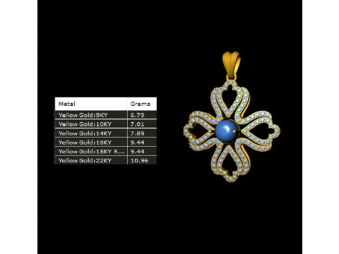 Flower Diamond Cross Pendant 3D Print Model