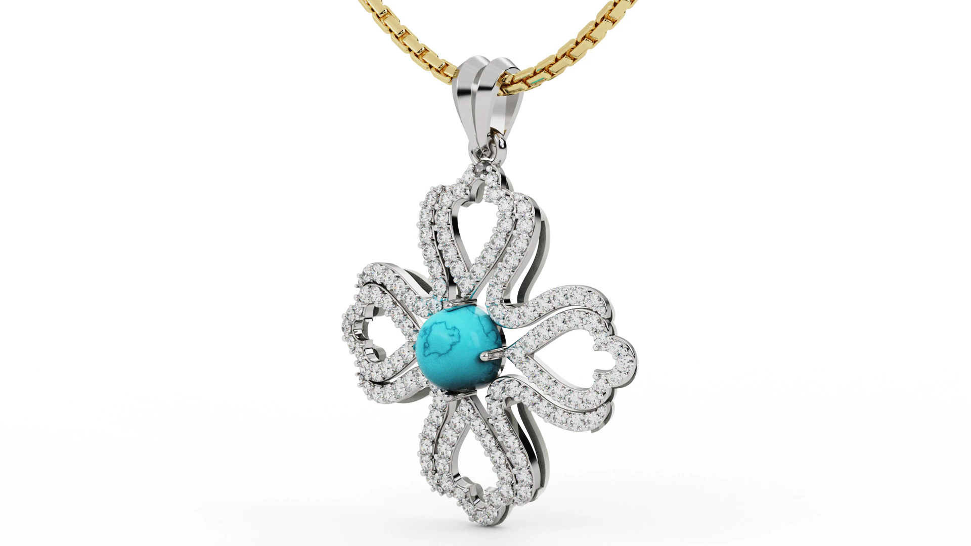 Flower Diamond Cross Pendant 3D Print Model .c4d .max .obj .3ds .fbx .stl .blend 
