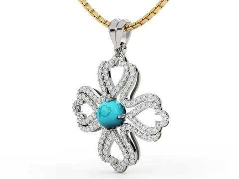 Pingente Cruz Diamante Flor Modelo de Impressão 3D