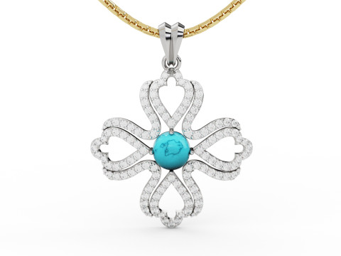 Flower Diamond Cross Pendant Modèles 3D en vedette