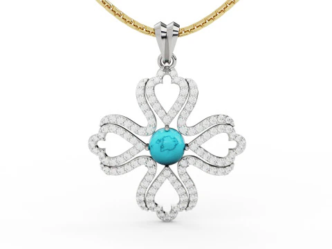 Flower Diamond Cross Pendant 3D Print Model