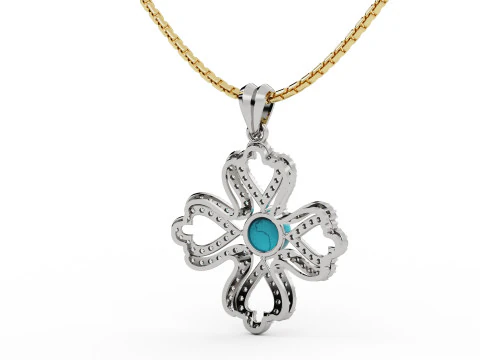 Flower Diamond Cross Pendant 3D Print Model