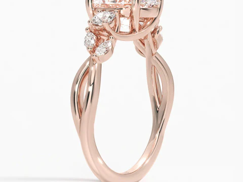 Willow 3 stone diamond engagement ring 3D Print Model