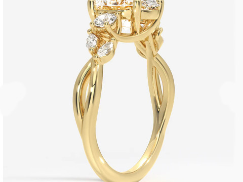 Willow 3 stone diamond engagement ring 3Dプリントモデル