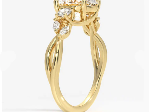 Willow 3 stone diamond engagement ring 3D Print Model