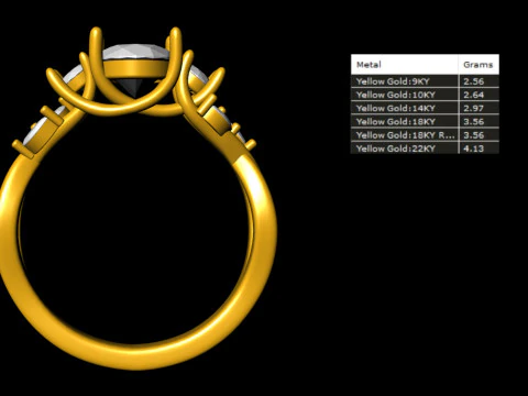 Willow 3 stone diamond engagement ring 3D Print Model