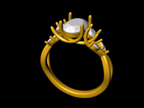 Willow 3 stone diamond engagement ring 3D Print Model