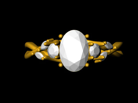 Willow 3 stone diamond engagement ring 3D Print Model