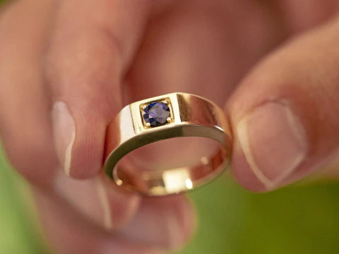 Anel masculino de safira azul Modelo de Impressão 3D