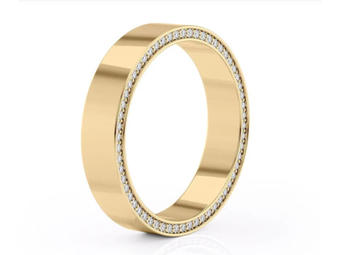 High polished flat band with side diamonds 6mm Model Cetak 3D