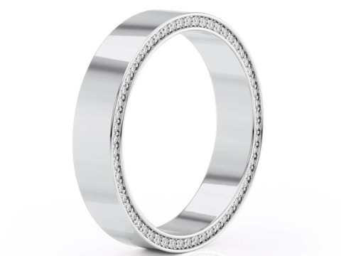 High polished flat band with side diamonds 6mm Model Cetak 3D