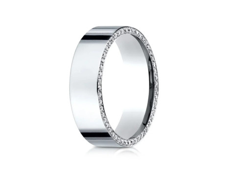 High polished flat band with side diamonds 6mm Model Cetak 3D