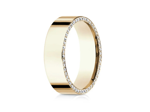 High polished flat band with side diamonds 6mm Model Cetak 3D