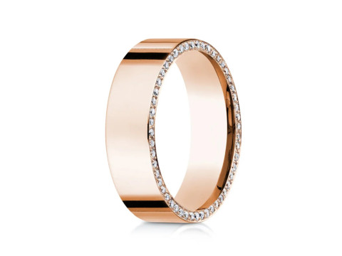 High polished flat band with side diamonds 6mm Model Cetak 3D