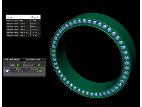 High polished flat band with side diamonds 6mm Model Cetak 3D