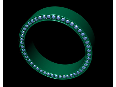 High polished flat band with side diamonds 6mm Model Cetak 3D