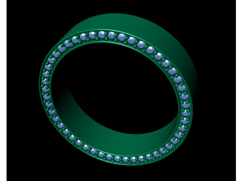 High polished flat band with side diamonds 6mm 3D Print Model