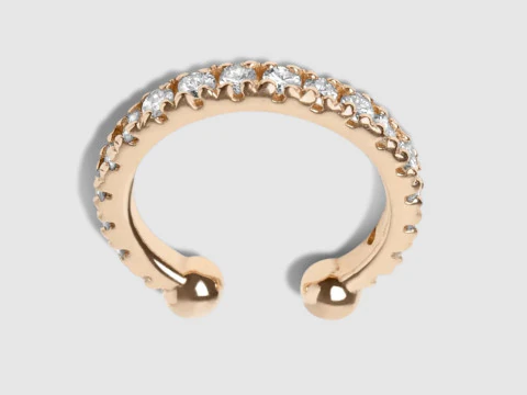 Mini Ear Cuff with Diamonds 3D Print Model