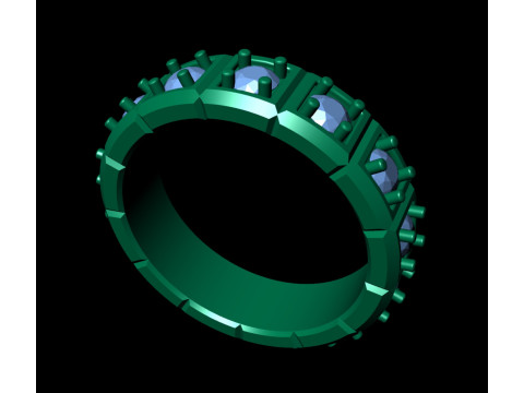 Diamond ICE Cube Band Ring 3Dプリントモデル