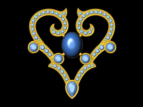 Royal Heart Diamond Pendant 3D Print Model