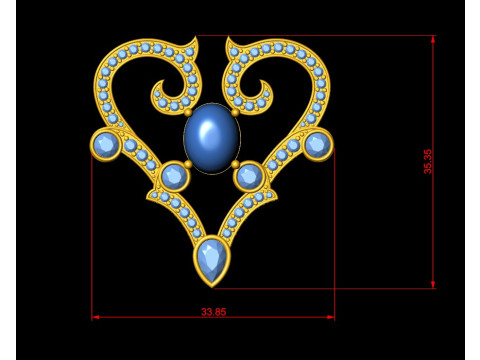 Royal Heart Diamond Pendant 3D प्रिंट मॉडल