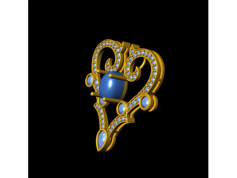Royal Heart Diamond Pendant 3D Print Model