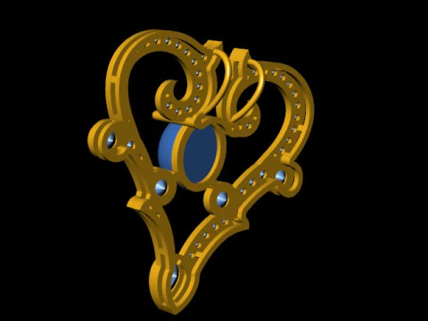 Royal Heart Diamond Pendant 3D Print Model