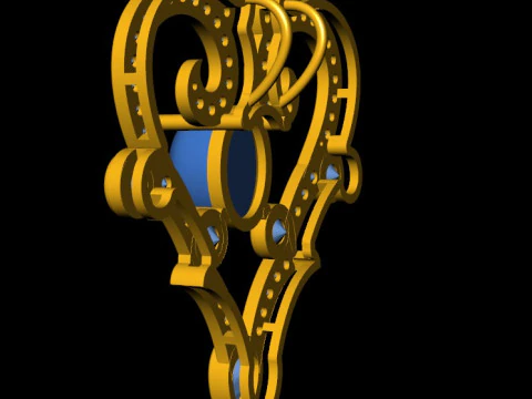 Royal Heart Diamond Pendant 3D Print Model