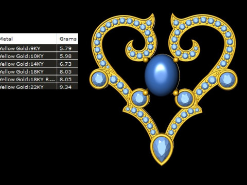 Royal Heart Diamond Pendant 3D प्रिंट मॉडल