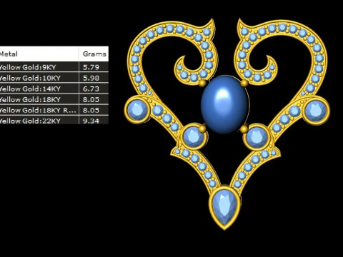 Royal Heart Diamond Pendant 3D Print Model